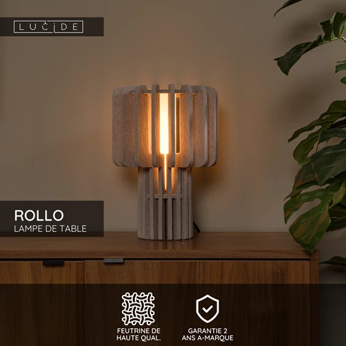 Lucide ROLLO - Lampe de table - 1xE27 - Taupe - USP